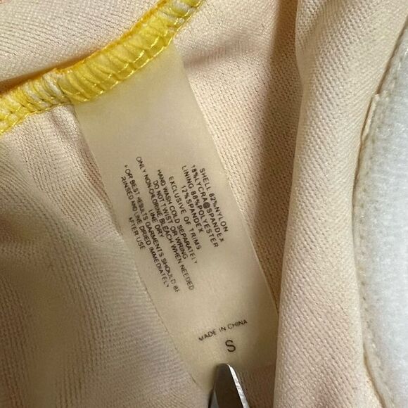 One Piece Swimsuit With Ruffle Mustard Yellow Size Small New - Picture 3 of 13